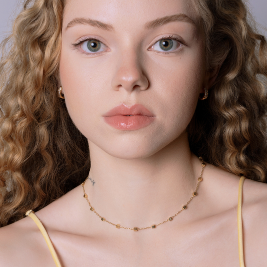 Choker Quadradinhos Aura Banhado á Ouro 18K