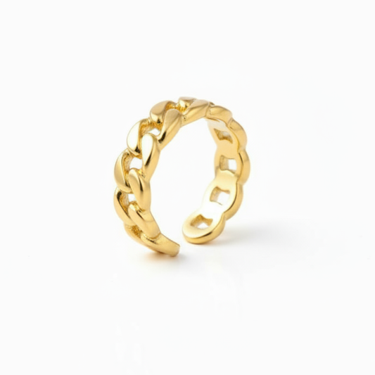 Anel Corrente Aura Regulável com Banho em Ouro 18k