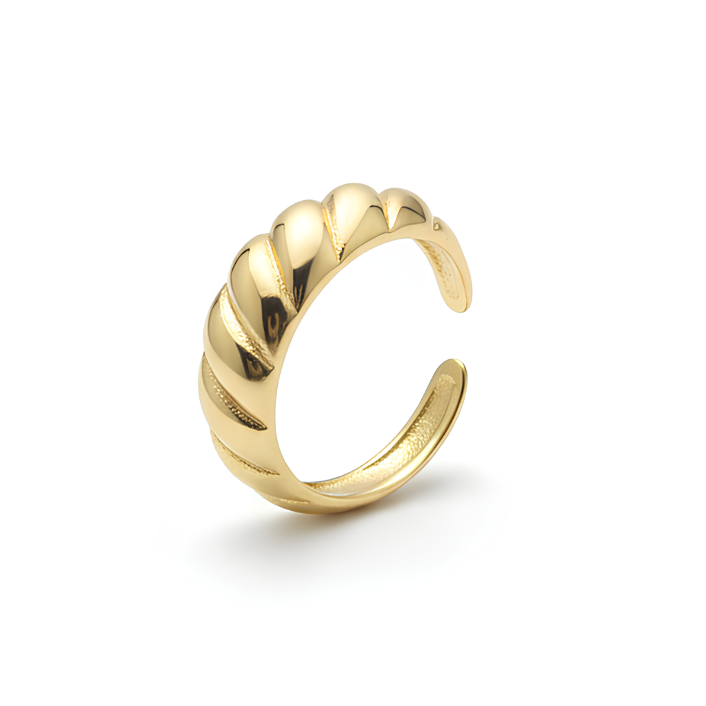 Anel Ondas Aura Regulável com Banho em Ouro 18k
