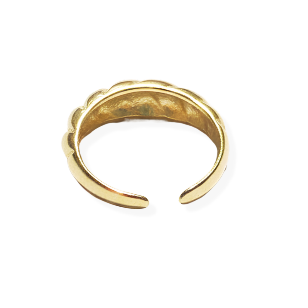 Anel Ondas Aura Regulável com Banho em Ouro 18k