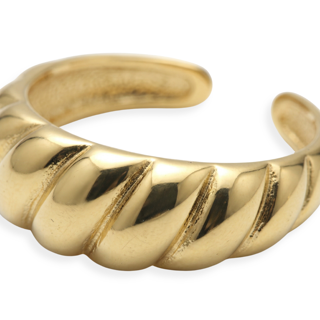Anel Ondas Aura Regulável com Banho em Ouro 18k