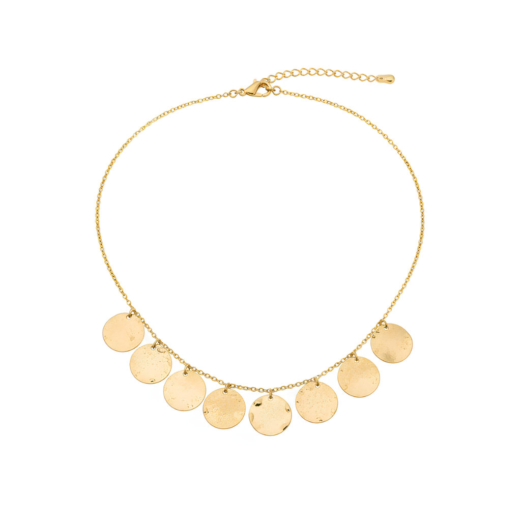 Colar Medalhas Aura Banhado a Ouro 18K