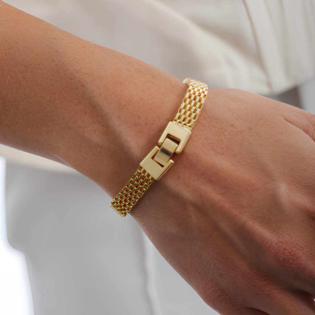 Pulseira Relógio Aura Banhado a Ouro 18K